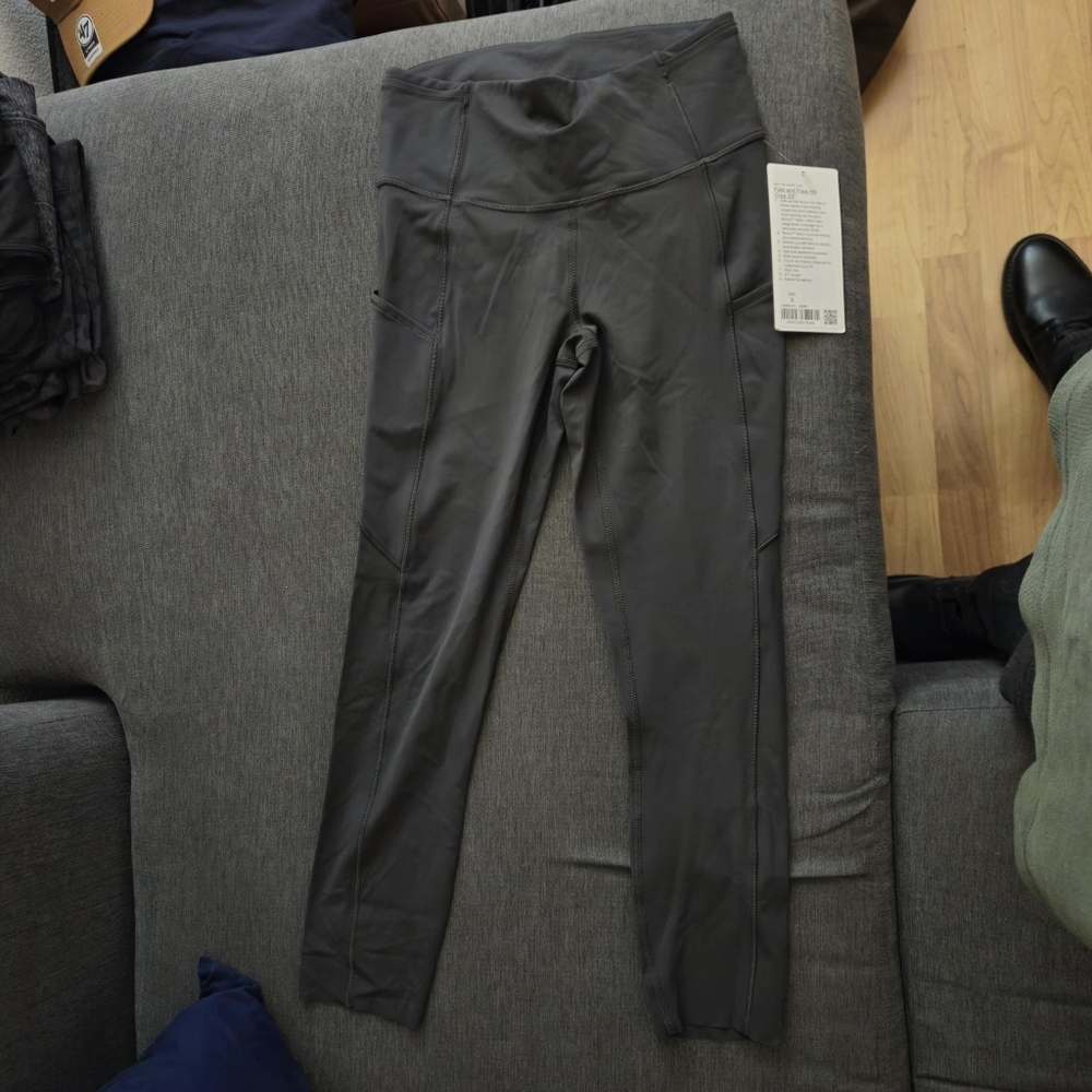Lululemon fast and free HR crop leggings dark grey nwt size 6